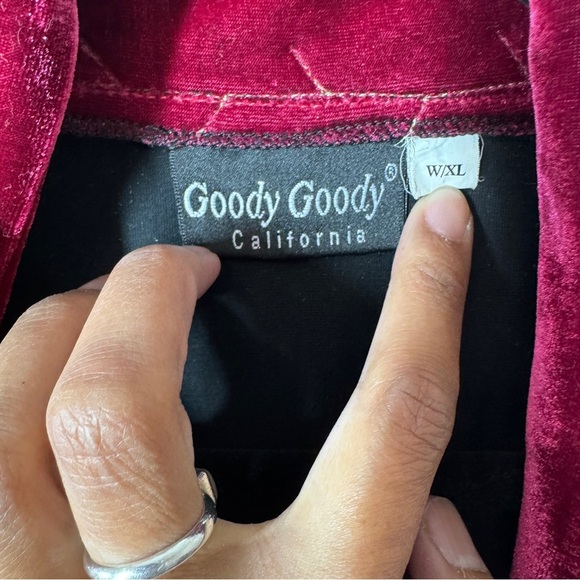 Vintage Goody Goody California Velvet Duster W/XL Green Pink Embroidered Dress - Picture 5 of 14